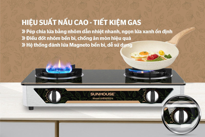 Bếp gas dương kính sunhouse shb32052-v 11 Bếp gas dương kính Sunhouse SHB32052-V