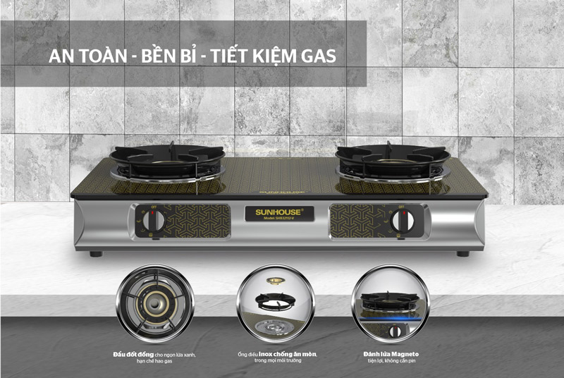 Bếp gas dương kính SUNHOUSE SHB32112-V