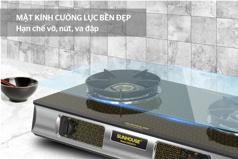 Bếp gas dương kính SUNHOUSE SHB32112-V