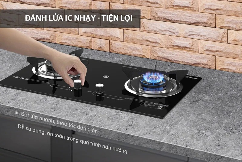 Bếp gas âm kính sunhouse shb62050 11 Bếp gas âm kính SUNHOUSE SHB62050