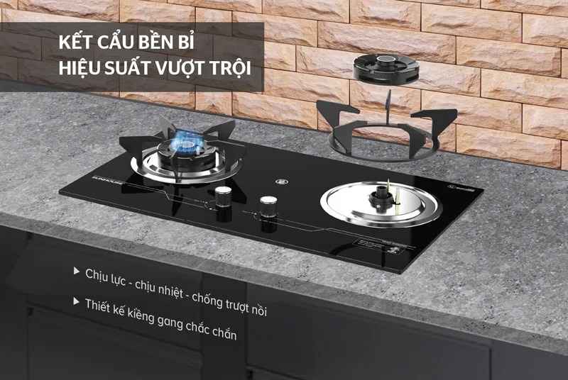 Bếp gas âm kính sunhouse shb62050 8 Bếp gas âm kính SUNHOUSE SHB62050