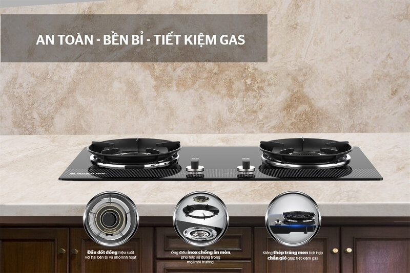 Bếp gas âm kính sunhouse shb61030-v 9 Bếp gas âm kính Sunhouse SHB61030-V