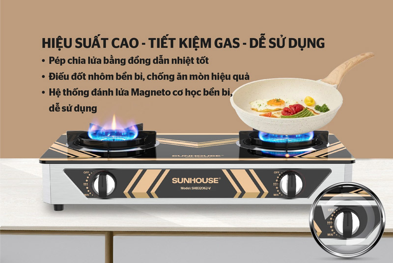 Bếp gas dương kính SUNHOUSE SHB32062-V