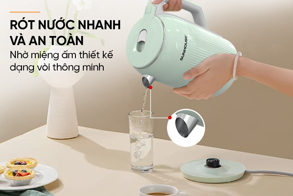 Ấm Siêu Tốc Inox 2 Lớp 2.8L Sunhouse SHD1364 