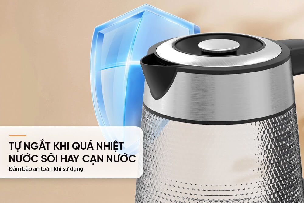 Ấm siêu tốc thủy tinh 1.8L Sunhouse SHD1220 tự ngắt khi quá nhiệt