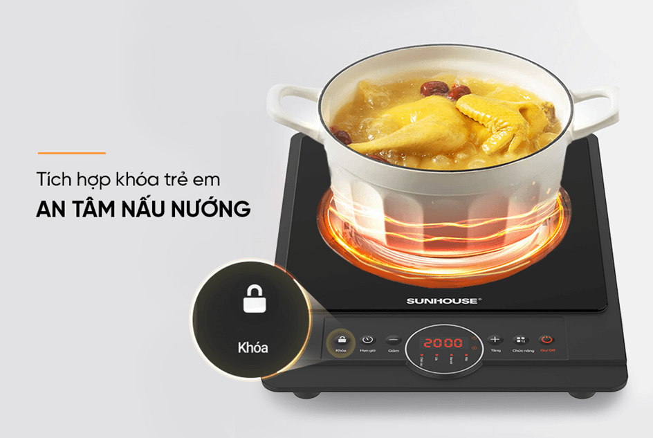 Bếp hồng ngoại sunhouse shd6012a 9 Bếp hồng ngoại SUNHOUSE SHD6012A Khóa trẻ em