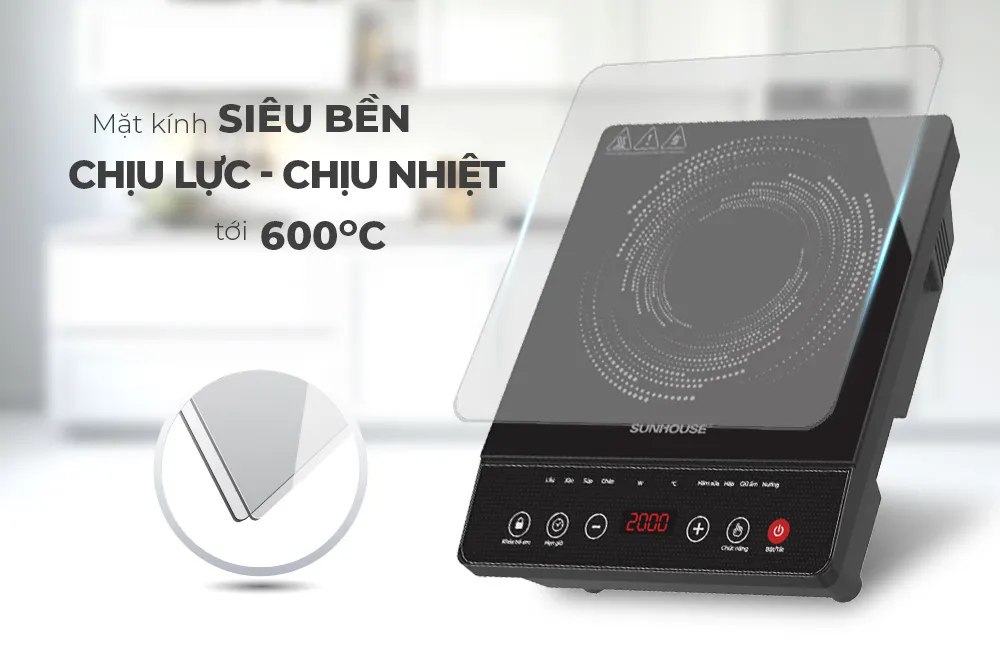 Bếp từ đơn sunhouse shd6161 6 Bếp từ đơn SUNHOUSE SHD6161siêu bền lực-chịu nhiệt 600 độ C