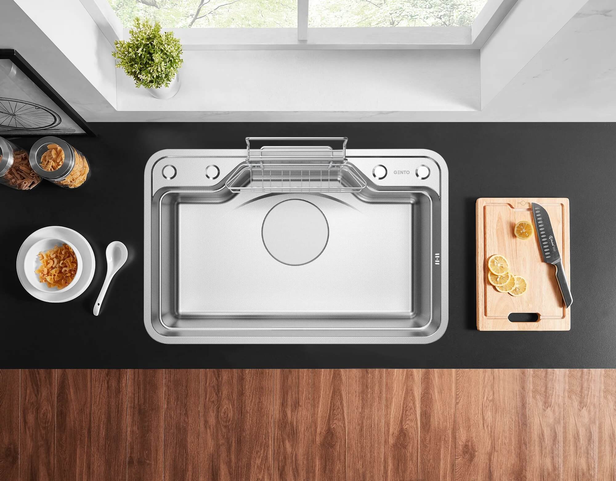Chậu rửa bát inox chống xước Gento GT04-7848 Smart