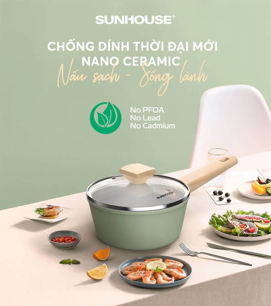 QUÁNH PHỦ SỨ NANO ĐÁY TỪ SUNHOUSE HEALTHY MP18T chống dính thời đại mới