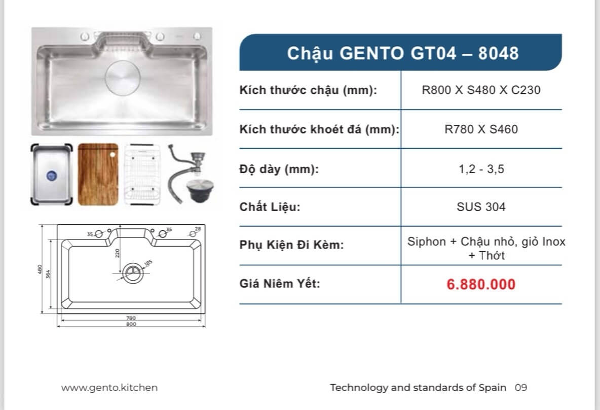 CHẬU RỬA GENTO GT04-8048 