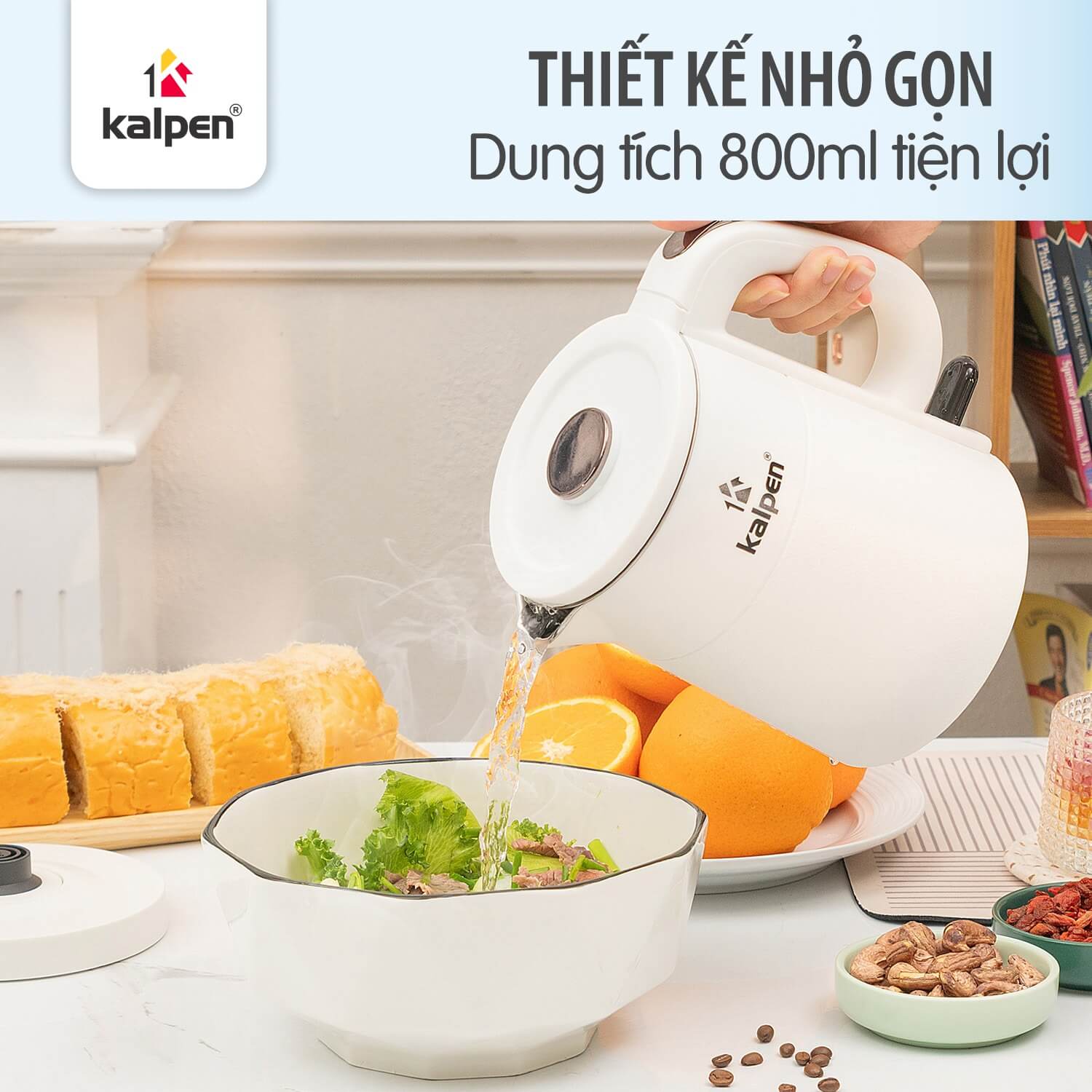 Ấm đun siêu tốc hai lớp inox 304 kalpen kk98 800ml 6 Ấm đun siêu tốc hai lớp Inox 304 Kalpen KK98 800ml