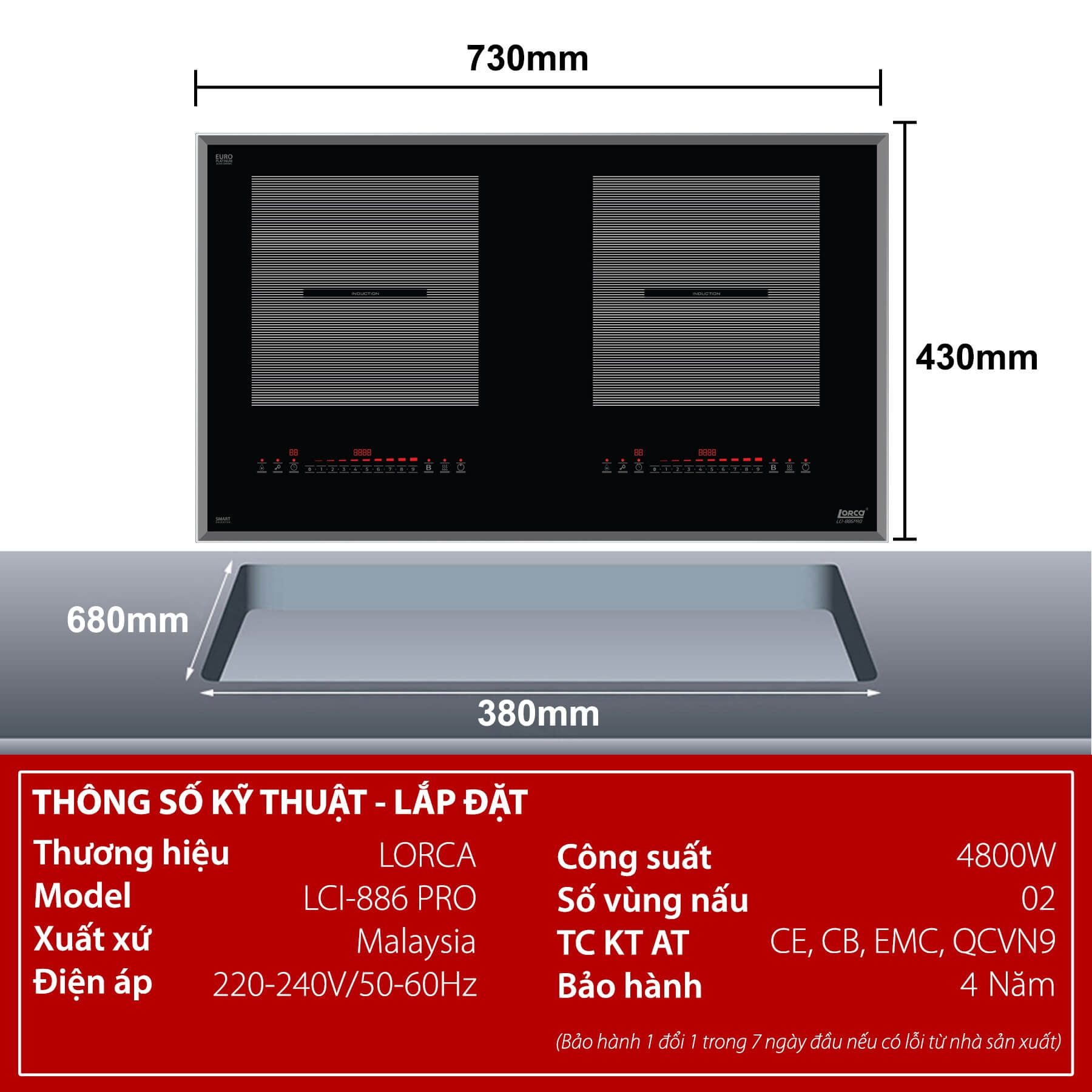 BẾP TỪ ĐÔI LORCA LCI 886 PRO