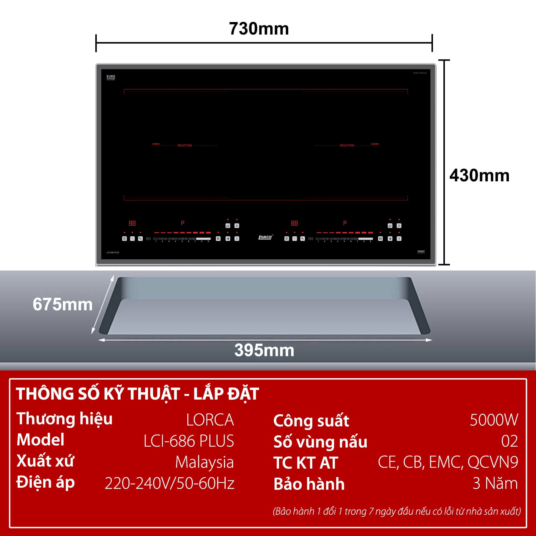 BẾP TỪ ĐÔI LORCA LCI 686 PLUS