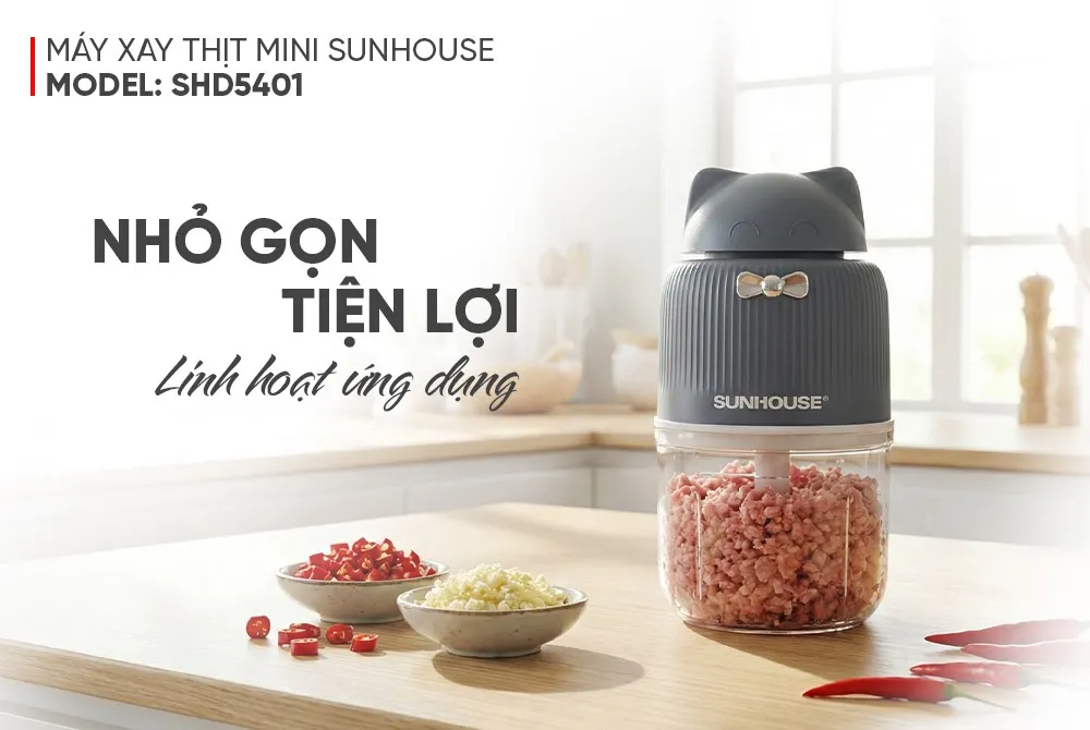 Máy xay thịt mini sunhouse shd5401 5 Máy xay thịt mini Sunhouse SHD5401 - Ảnh 5