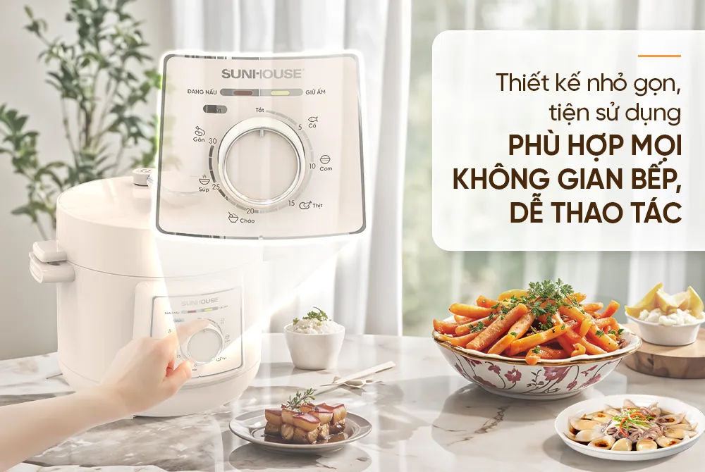 Nồi áp suất điện đa năng 2. 5l sunhouse shd1520 6 Nồi áp suất mini SUNHOUSE SHD1520 dễ điều khiển