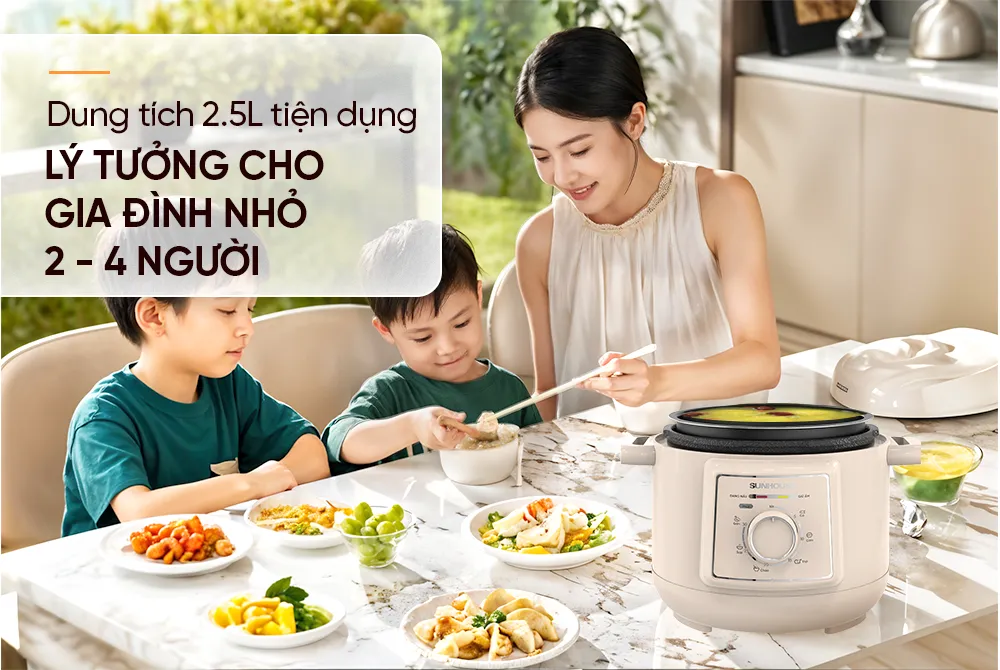 Nồi áp suất điện đa năng 2. 5l sunhouse shd1520 9 Nồi áp suất điện SUNHOUSE SHD1520 lý tưởng cho gia đình nhỏ 2- 4 người