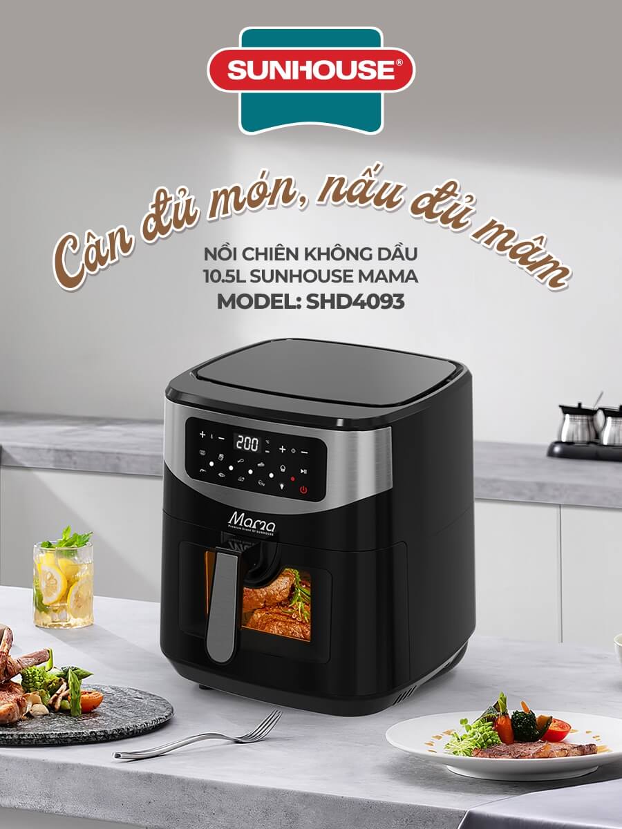 Nồi chiên không dầu 10.5L SUNHOUSE Mama SHD4093