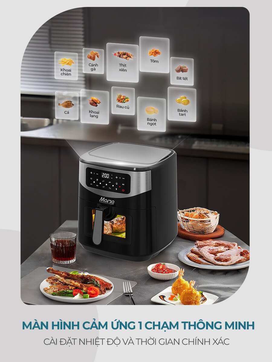Nồi chiên không dầu 10.5L SUNHOUSE Mama SHD4093 bảng điều khiển cảm ứng