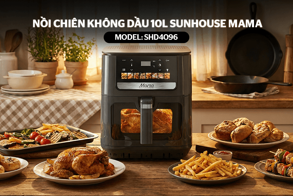 Nồi Chiên Không Dầu 10L Sunhouse Mama SHD4096