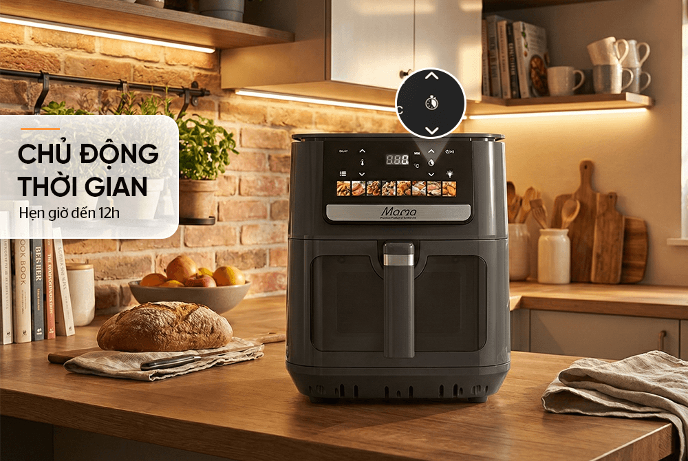 Nồi Chiên Không Dầu 10L Sunhouse Mama SHD4096 hẹn giờ linh hoạt