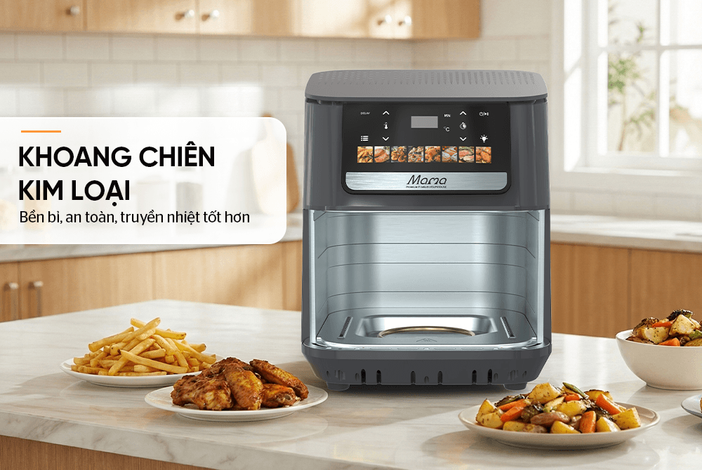 Nồi Chiên Không Dầu 10L Sunhouse Mama SHD4096 khoang chiên kim loại