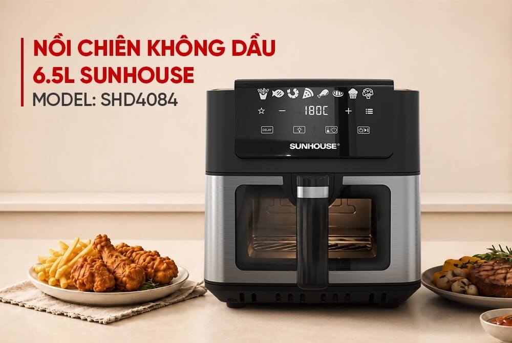 Nồi chiên không dầu 6.5L SUNHOUSE SHD4084