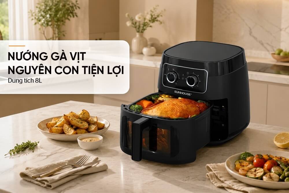 Nồi chiên không dầu 8l sunhouse shd4042 10 Nồi chiên không dầu 8L SUNHOUSE SHD4042