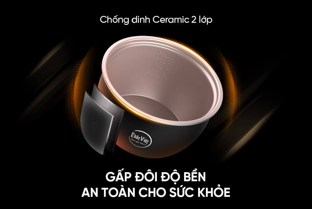 Nồi cơm điện 1. 2l sunhouse shd8219 8 Nồi cơm điện 1.2L Sunhouse SHD8219 lòng nồi chống dính ceramic 2 lớp