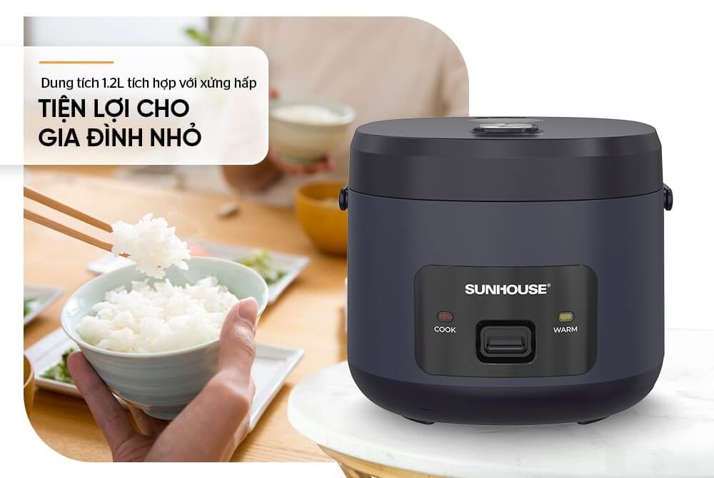 Nồi cơm điện 1. 2l sunhouse shd8219 7 Nồi cơm điện 1.2L Sunhouse SHD8219 dung tích 1,2l