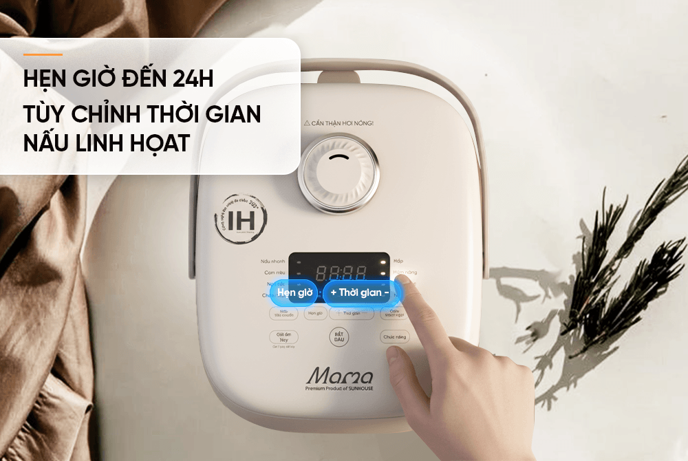 Nồi cơm điện cao tần 1,5l sunhouse mama shd8857 8 Nồi Cơm Điện Cao Tần 1,5L Sunhouse Mama SHD8857 tùy chỉnh thời gian nấu linh hoạt