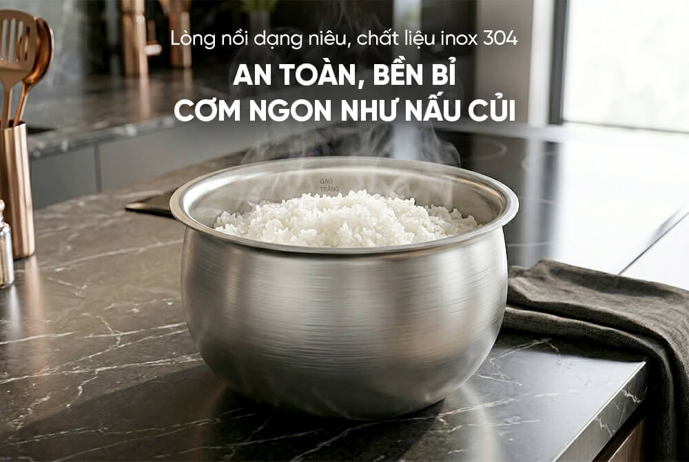 Nồi cơm điện cao tần 1,5l sunhouse mama shd8857 5 Nồi Cơm Điện Cao Tần 1,5L Sunhouse Mama SHD8857 chất liệu inox bền bỉ