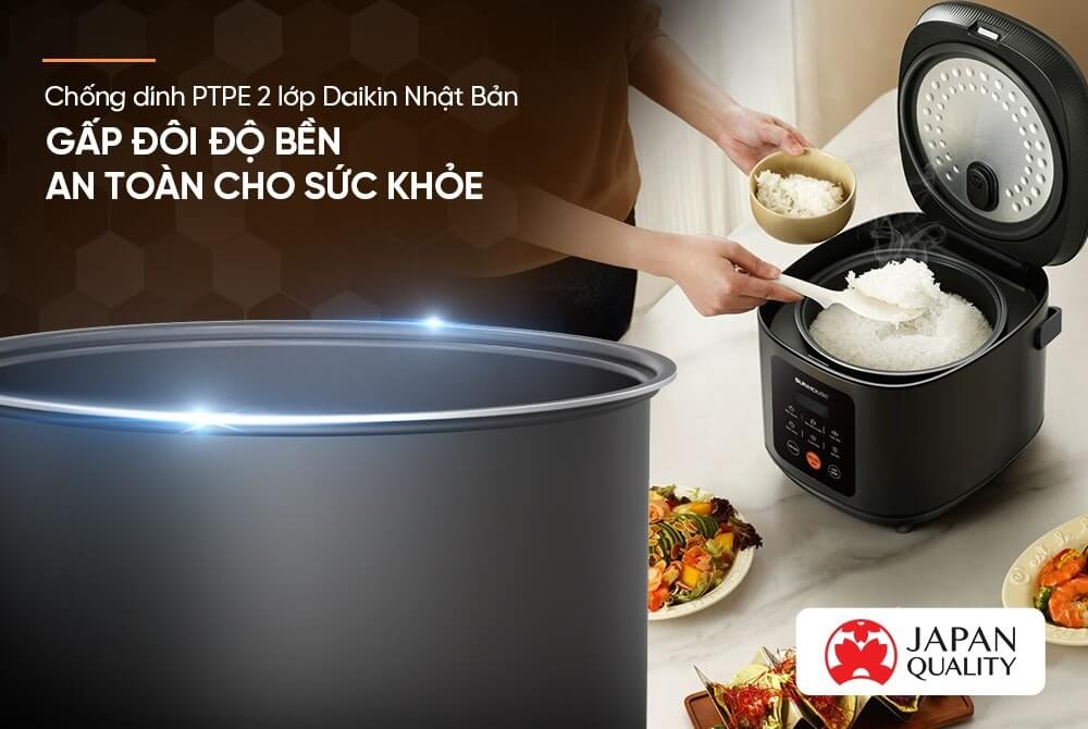 Nồi cơm điện tử 1. 5l sunhouse shd8825 8 Nồi cơm điện tử 1.5L Sunhouse SHD8825 lòng nồi chống dính DAIKIN 2 lớp
