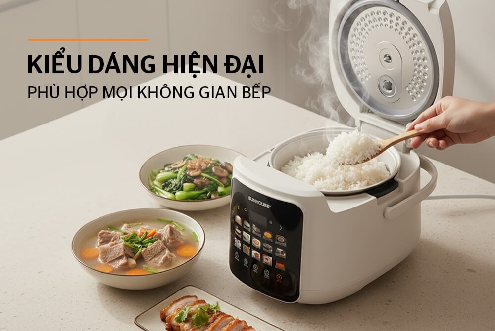 Nồi cơm điện tử 1.8L Sunhouse SHD8925 thiết kế hiện đại