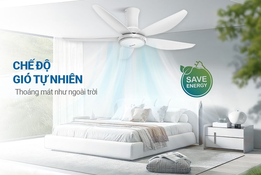 Quạt trần 5 cánh có đèn SUNHOUSE APEX APF7676W 6 cấp độ gió