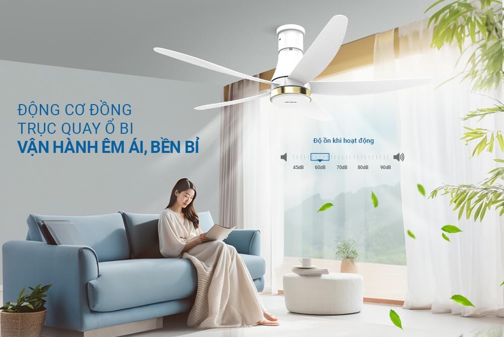 QUẠT TRẦN 5 CÁNH CÓ ĐÈN SUNHOUSE APEX APF7680W êm ái bền bỉ