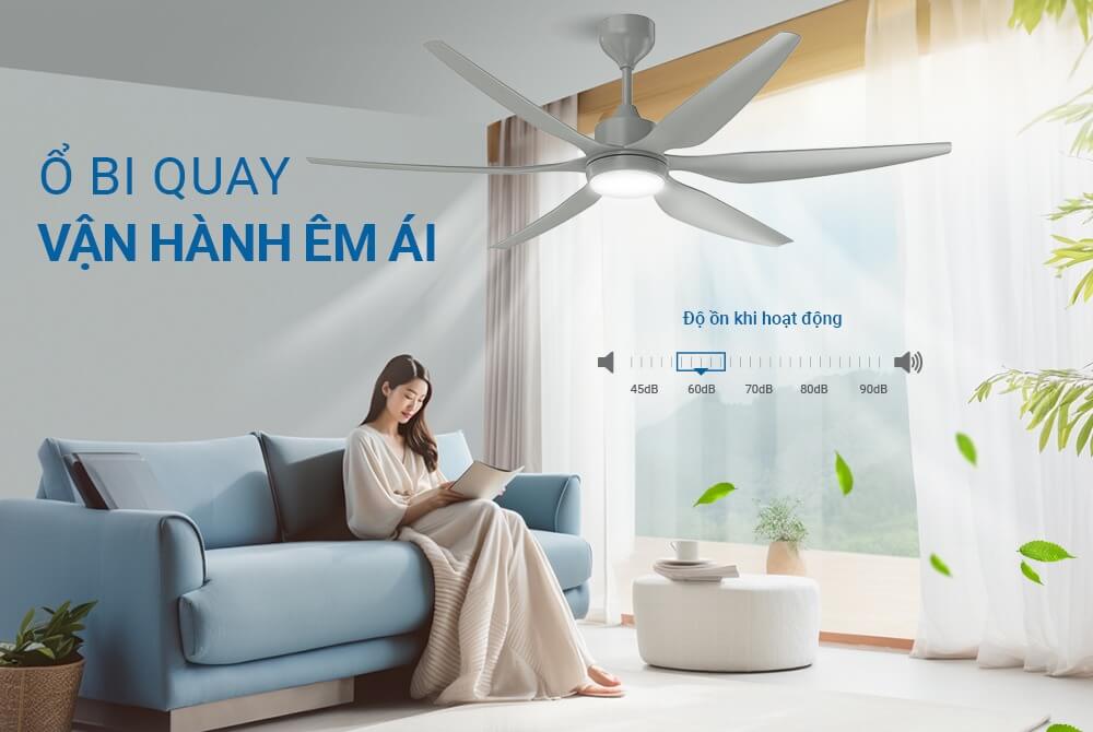 Quạt Trần Sunhouse Apex 6 Cánh APF7698 vận hành êm ái