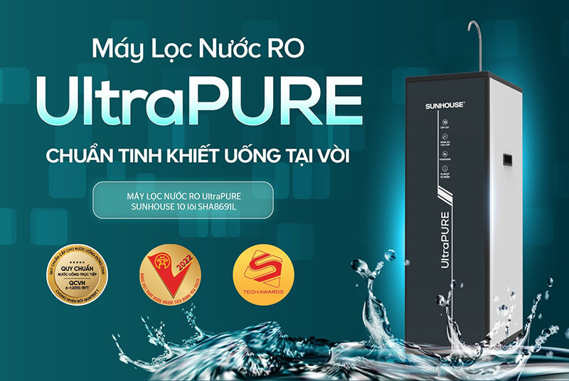 Máy lọc nước ro sunhouse sha8691l ultrapure 10 lõi 8 Máy lọc nước RO Sunhouse SHA8691L UltraPURE