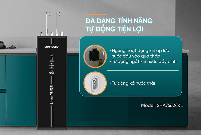 Máy lọc nước ro sunhouse sha76624kl ultrapure 11 lõi 8 Máy lọc nước RO Sunhouse SHA76624KL UltraPURE
